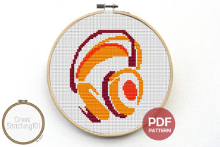 Headphones Modern Cross Stitch Pattern