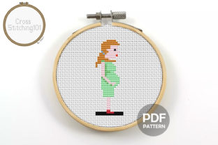 Pregnant Woman Modern Cross Stitch
