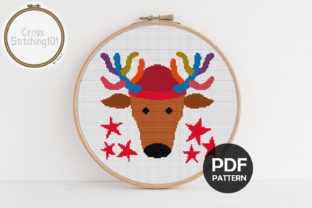 X-Mas Deer Modern Cross Stitch Pattern